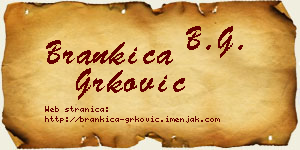 Brankica Grković vizit kartica
